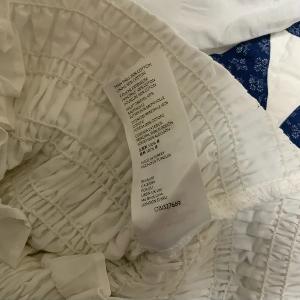 Anthropologie White Puff Sleeve Smocked Cottagecore Top